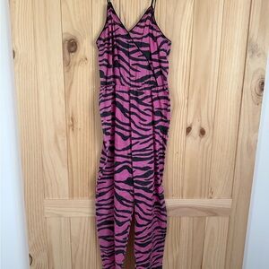 Vintage 70’s Pink and Black Zebra Print Jumpsuit